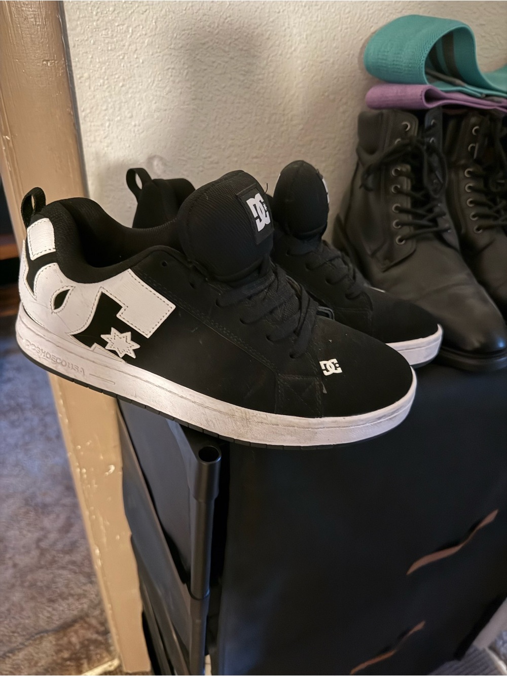 DC Black and White Low-Top Skate Sneakers